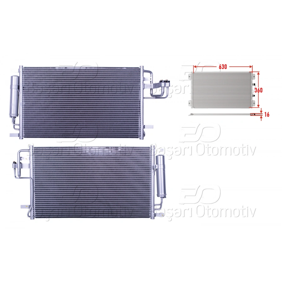 KLIMA RADYATORU 630X360X16 HYUNDAI.KIA TUSCON. SPORTAGE 04>
