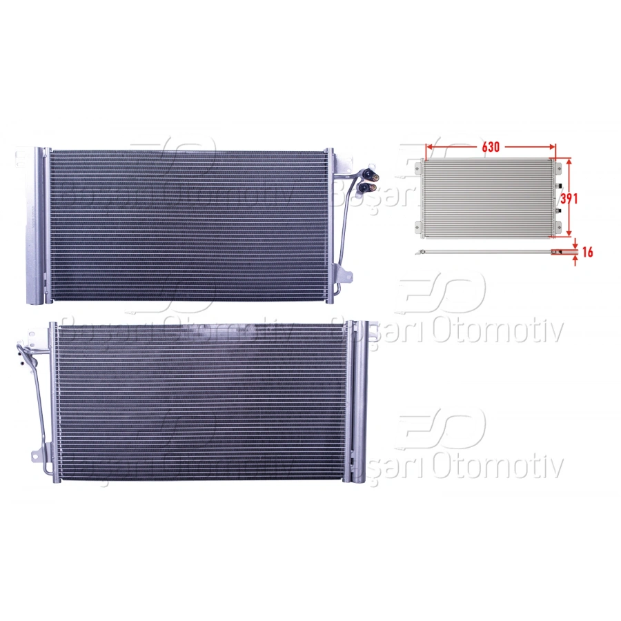 KLIMA RADYATORU 630X391X16 VW T5 1.9 TDI 2.0 2.0 TSI 2.5 TDI 3.2 03 >