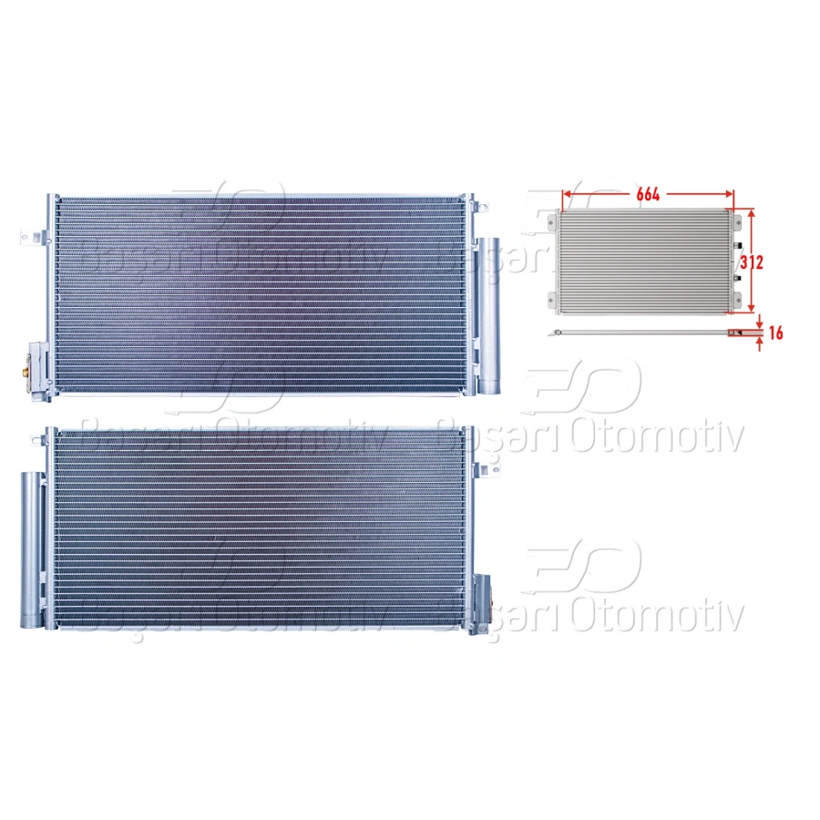KLIMA RADYATORU 664X312X16 OPEL CORSA D 1.3 CDTI 1.6 TURBO 1.7 CDTI FIAT BRAVO DOBLO GRANDE PUNTO 1.3D MULTIJET1.6 D MULTIJET 06 >