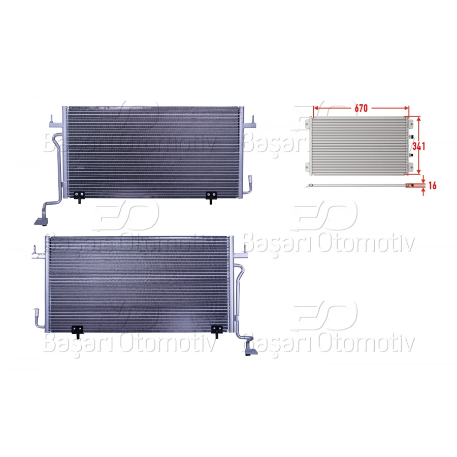KLIMA RADYATORU 670X341X16 PEUGEOT PARTNER 96>