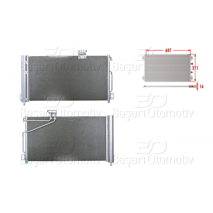 KLIMA RADYATORU 687X371X16 MERCEDES-BENZ 203 C180. C200.C220 00>