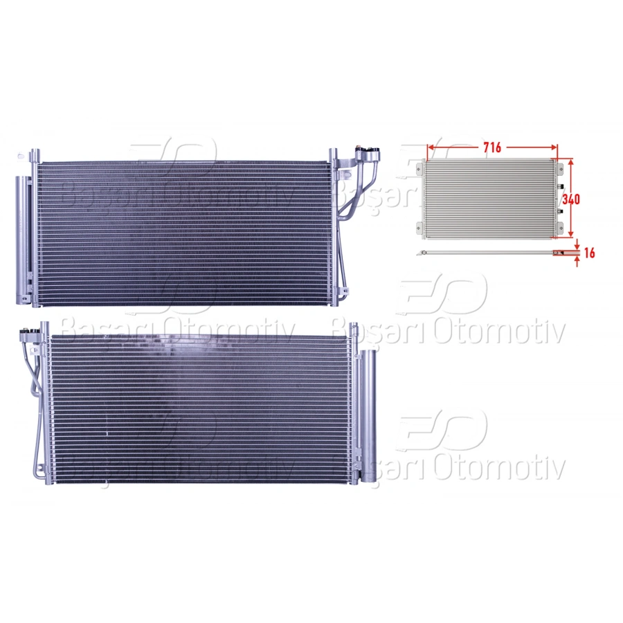 KLIMA RADYATORU 716X340X16 HYUNDAI SONATA 2.0 2.4 3.3 BENZIN 05>
