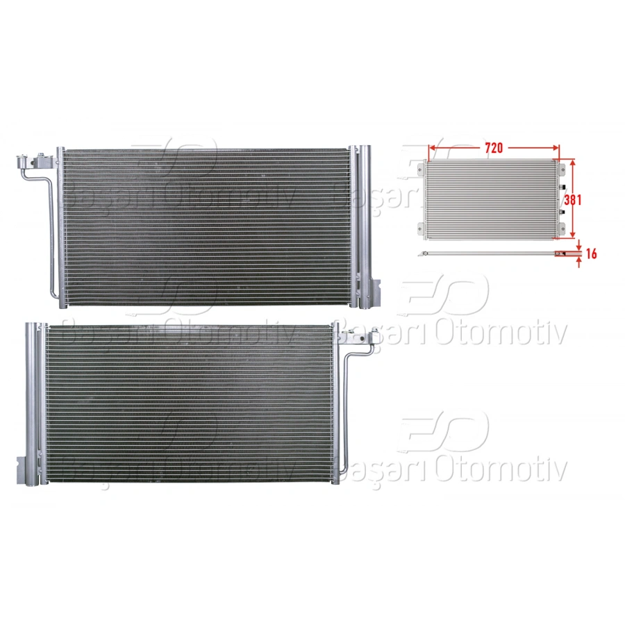 KLIMA RADYATORU 720X381X16 FORD C-MAX 2 1.6 2011-2019 FORD FOCUS 1.6 TI 2010-2018 FORD FOCUS 3 1.6 TI 2010>
