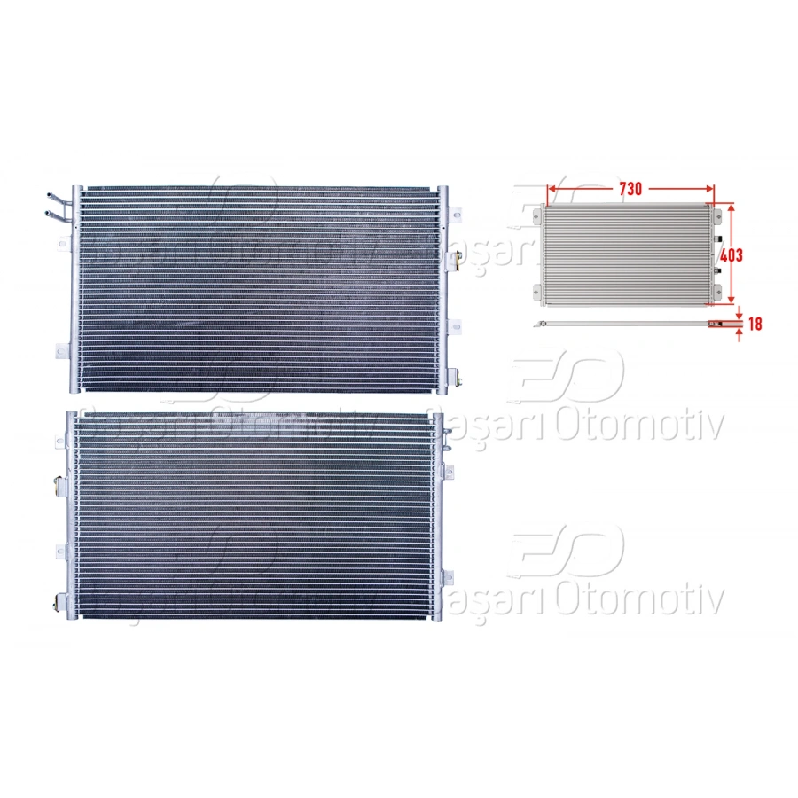 KLIMA RADYATORU 730X403X18 CHRYSLER SEBRING 2.0 2001-2007 CHRYSLER SEBRING 2.4 2001-2007 CHRYSLER SEBRING 2.7 2001-2007