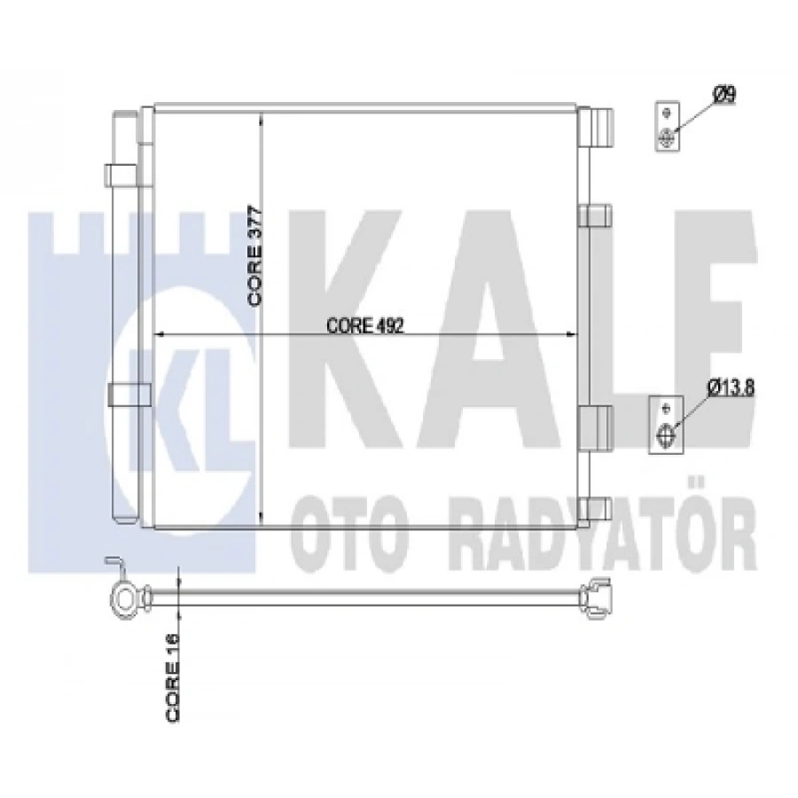 KLIMA RADYATÖRÜ KURUTUCU ILE BRAZING 492X377X16 ACCENT BLUE/I20/RIO 1,6 DIZEL 2011-