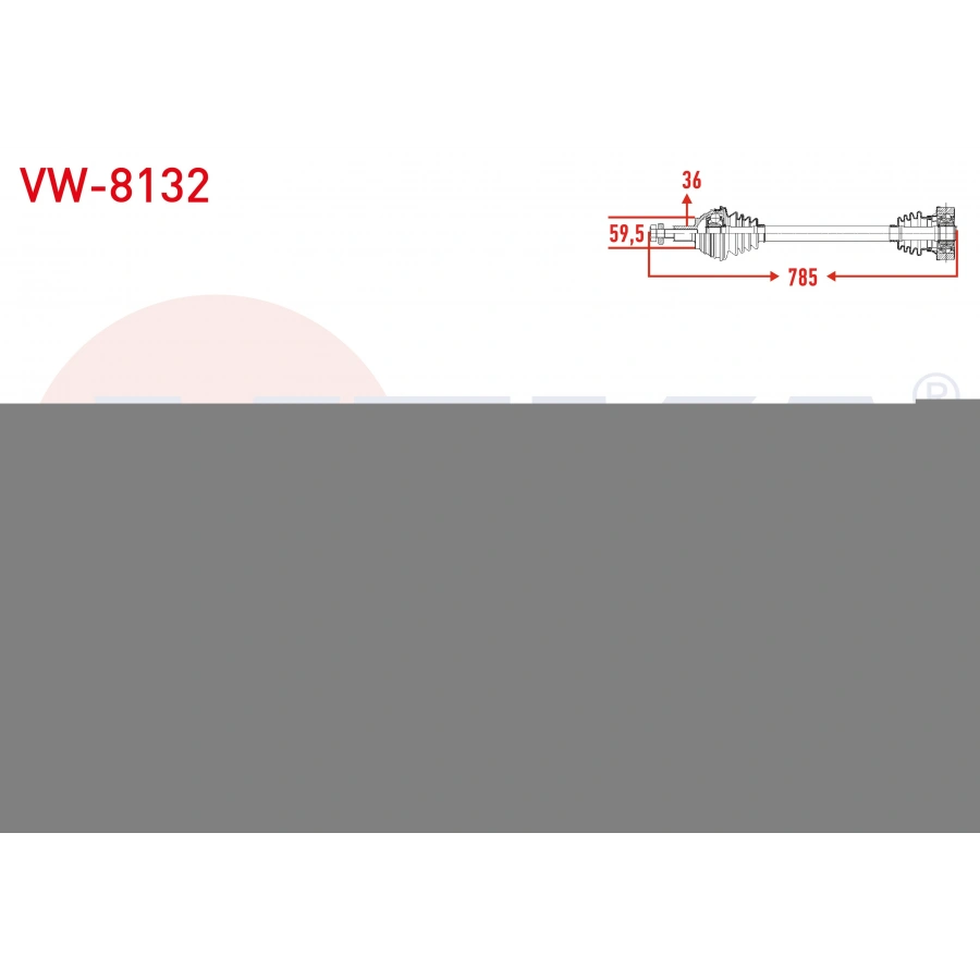 KOMPLE AKS ON SAG UZUNLUK 785mm VOLKSWAGEN SCIROCCO 1.4 TSI A-T 2008-2017/ GOLF VI 1.4 TSI A-T 2008-2013/ PASSAT 1.4 TSI A-T 2005-2008/ AUDI A3 1.4 TFSI A-T 2007-2008/ OCTAVIA 1.4 TSI A-T 2008-2013