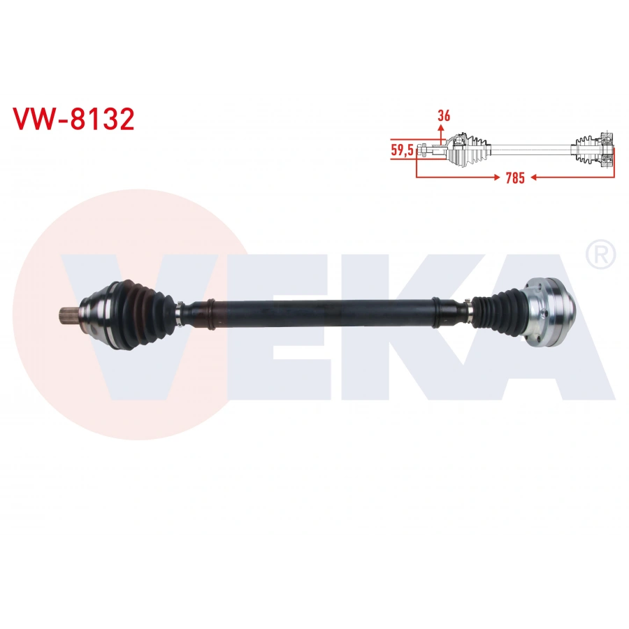 KOMPLE AKS ON SAG UZUNLUK 785mm VOLKSWAGEN SCIROCCO 1.4 TSI A-T 2008-2017/ GOLF VI 1.4 TSI A-T 2008-2013/ PASSAT 1.4 TSI A-T 2005-2008/ AUDI A3 1.4 TFSI A-T 2007-2008/ OCTAVIA 1.4 TSI A-T 2008-2013