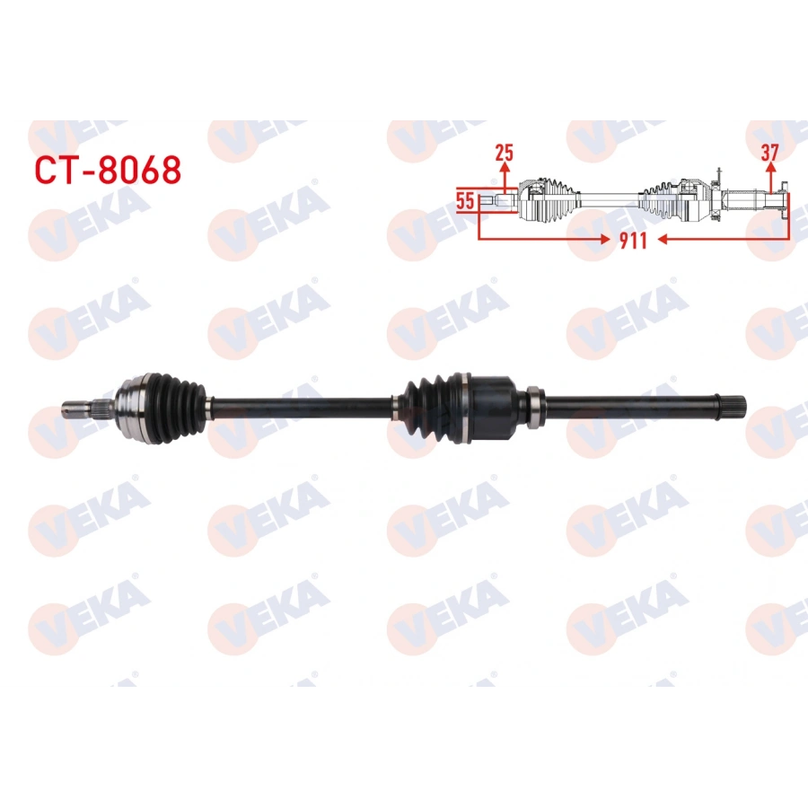 KOMPLE AKS ON SAG UZUNLUK 911mm CITROEN C4X 2022- / DS 3 / DS 3 CROSSBACK / 1.2 PureTech, 1.5 BlueHDI A-T 2018-