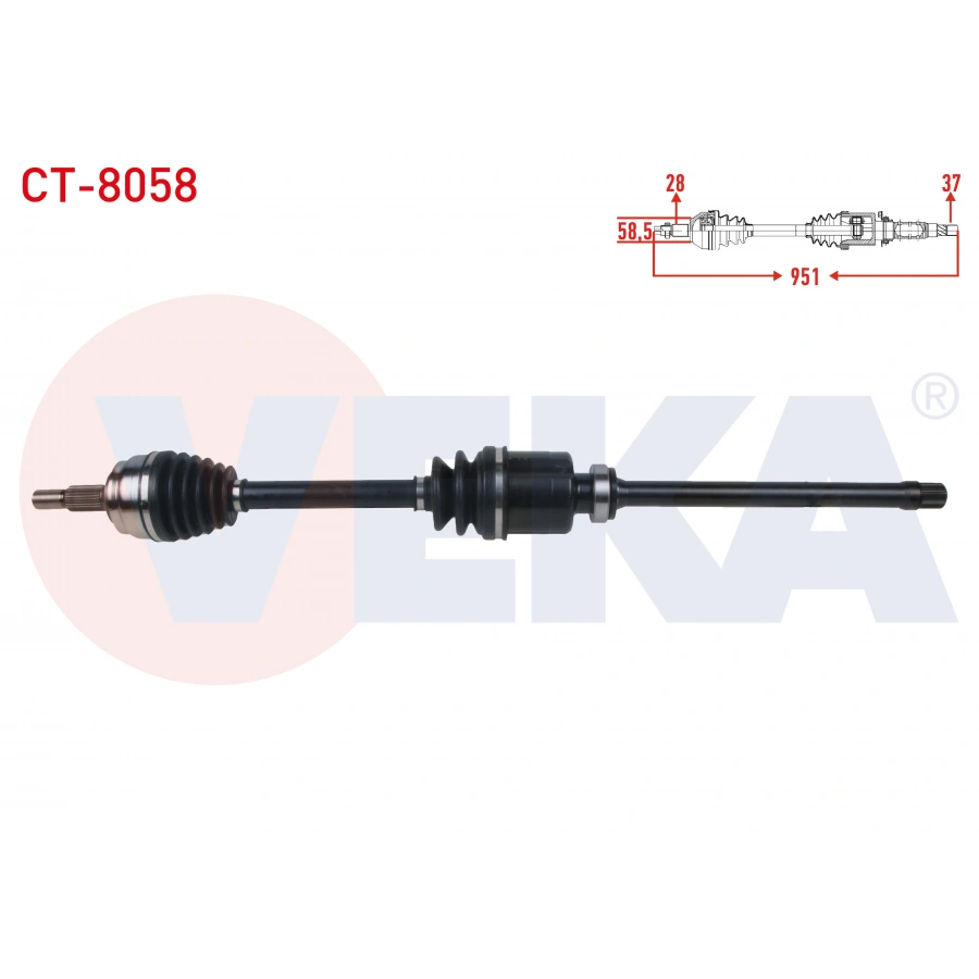 KOMPLE AKS ON SAG UZUNLUK 951mm CITROEN C5 AIRCROSS 1.5 BlueHDI - 1.6 PURETECH - 1.2 PureTech 8 ILERI A-T 2018-/ PEUGEOT 3008 1.2 8 ILERI A-T 2016-/ 1.5 BlueHDI 6 ILERI A-T/M-T - 8 ILERI A-T 2018-