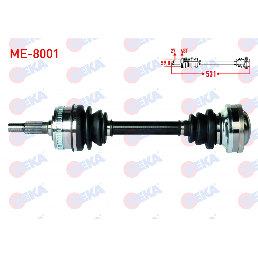 KOMPLE AKS ON SOL-SAG UZUNLUK 531mm ABSLI 48 DIS MERCEDES VITO (638) 108 D 1997-2003