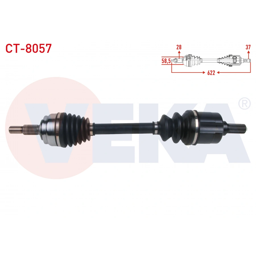 KOMPLE AKS ON SOL UZUNLUK 622mm CITROEN C5 AIRCROSS 1.5 BlueHDI - 1.6 PURETECH - 1.2 PureTech 8 ILERI A-T 2018-/ PEUGEOT 3008 1.2 8 ILERI A-T 2016-/ 1.5 BlueHDI 6 ILERI A-T/M-T - 8 ILERI A-T 2018-