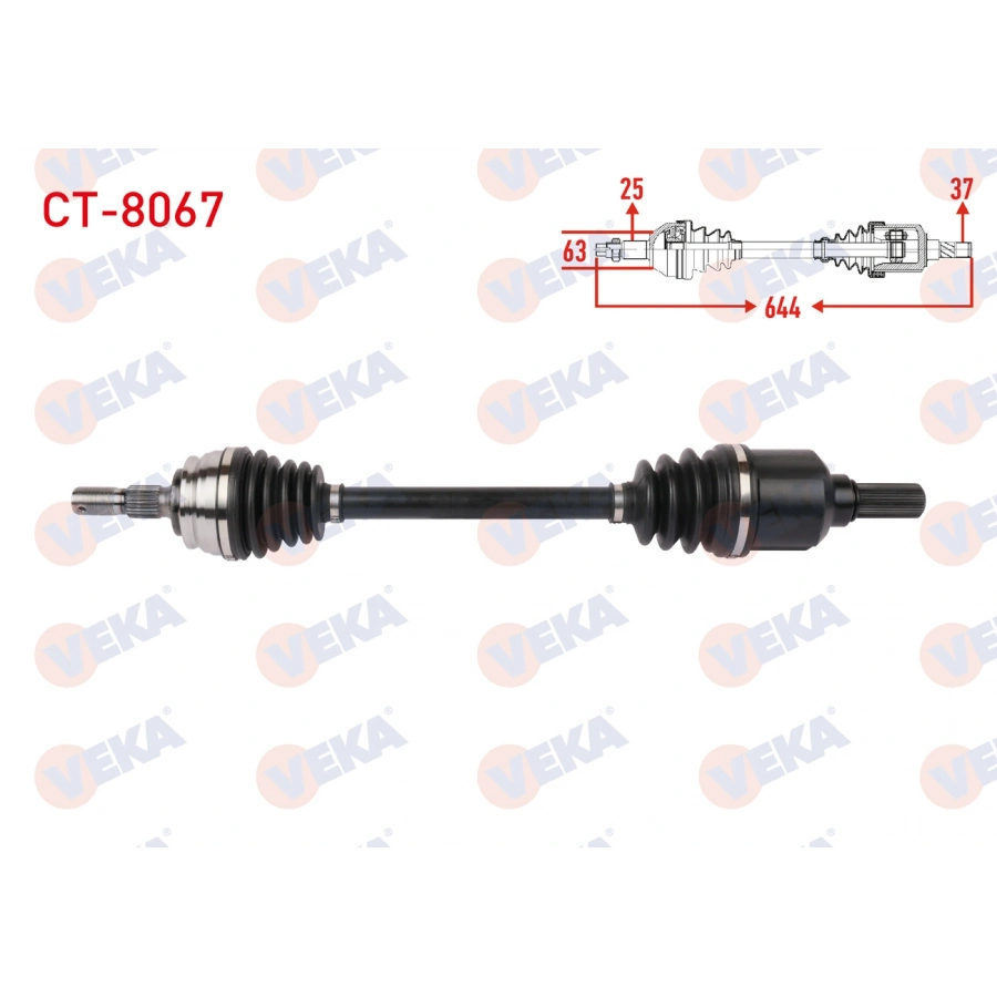 KOMPLE AKS ON SOL UZUNLUK 644mm CITROEN C4X 2022- / DS 3 / DS 3 CROSSBACK / 1.2 PureTech, 1.5 BlueHDI A-T 2018-