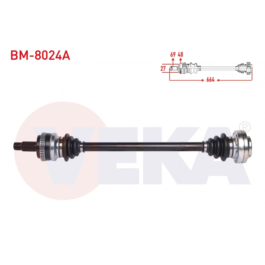 KOMPLE AKS SAG ARKA BMW 3 SERISI (E90) 320 i A-T ABSLI 48 DIS UZUNLUK 664 mm 2005-2011