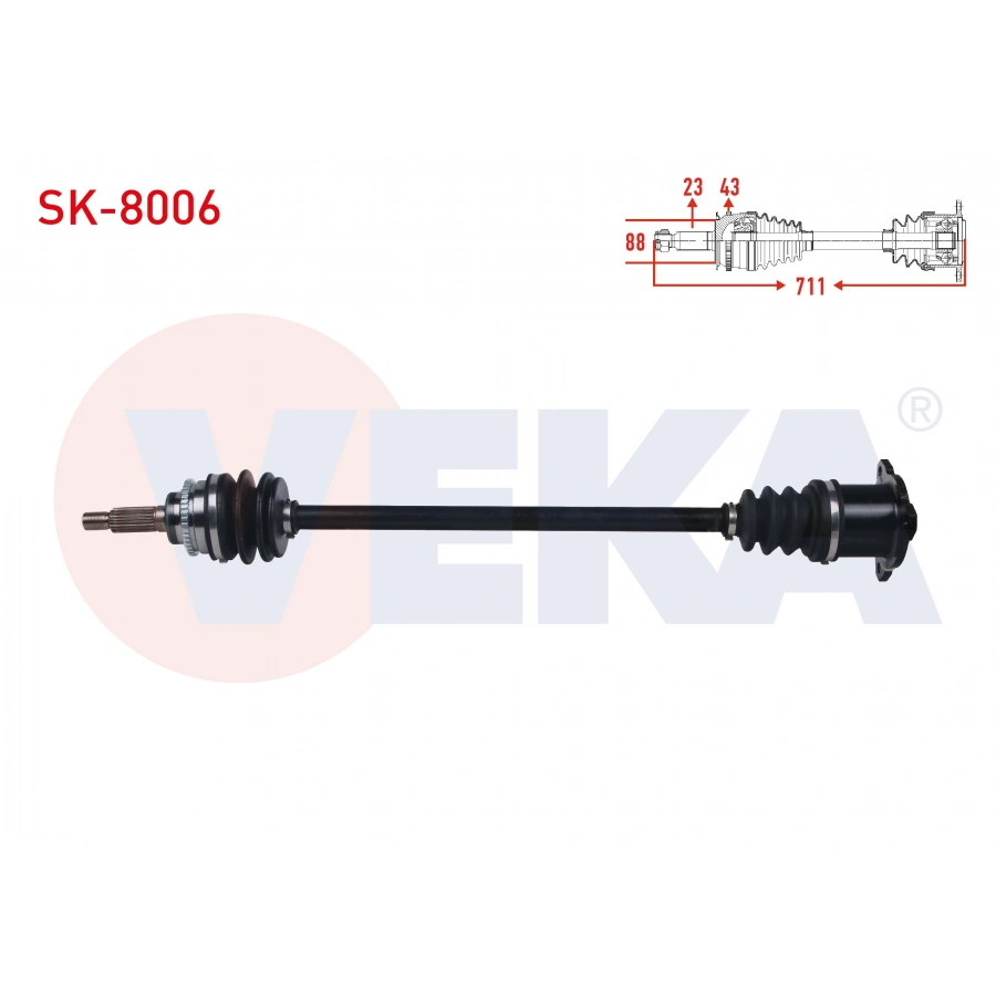 KOMPLE AKS SAG ARKA SUZUKI SWIFT III (MZ,EZ) 1.3i 4X4 ABSLI 43 DIS UZUNLUK 711 2005-2010