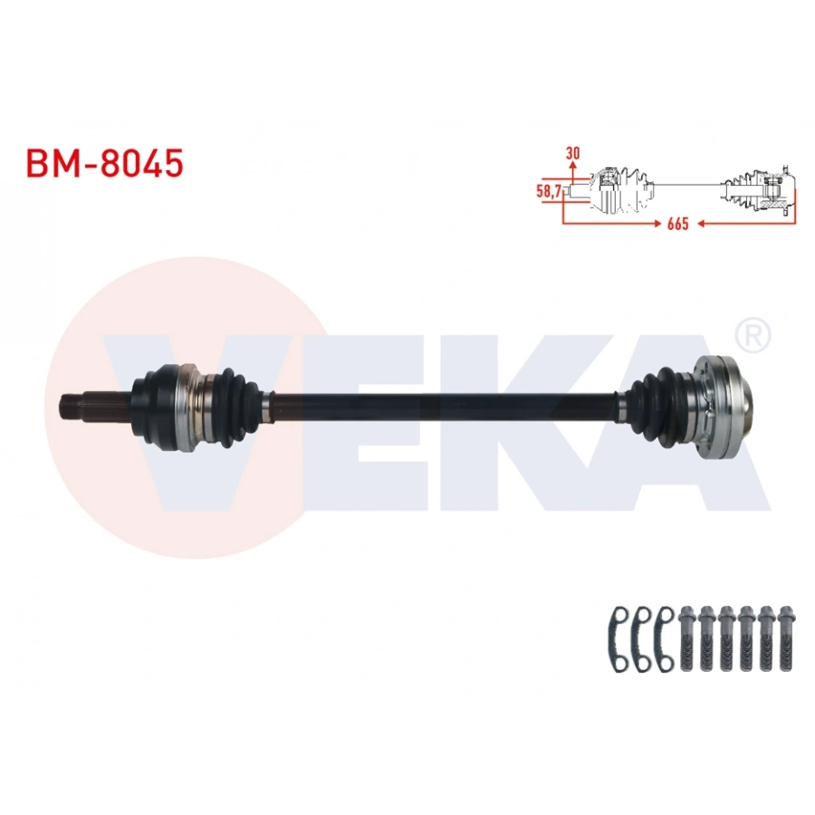 KOMPLE AKS SAG ARKA UZUNLUK 665mm BMW 320 D (E90) 2005-2011