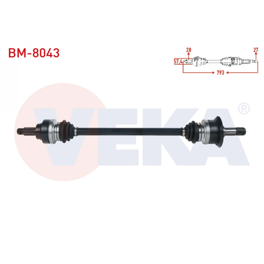 KOMPLE AKS SAG ARKA UZUNLUK 793mm BMW 116i - 118i (F20,F21) 2010- / 316i - 320i (F30) 2011-