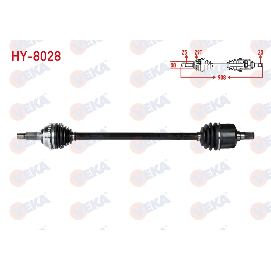 KOMPLE AKS SAG ON ABSLI 29 DIS UZUNLUK 908mm HYUNDAI ACCENT ADMIRE 1.3 - 1.5 - 1.6 2003-2006/ ACCENT MILENIUM 1.3 - 1.5 - 1.6 2000-2003