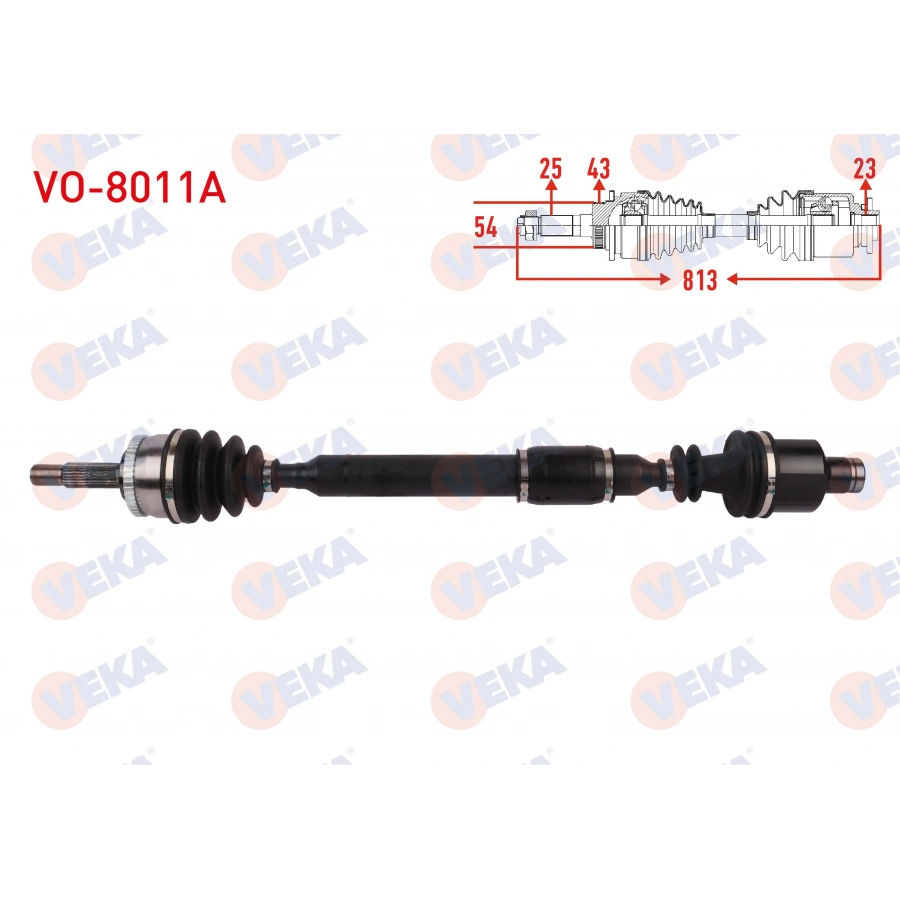 KOMPLE AKS SAG ON ABSLI 43 DIS UZUNLUK 813mm VOLVO S40 I 1999-2003 / V40 I 1999-2004