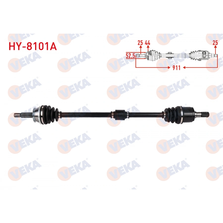 KOMPLE AKS SAG ON ABSLI 44 DIS UZUNLUK 911mm HYUNDAI ACCENT II 1.3 A-T 2000-2005 ACCENT SEDAN 1.5 A-T 1994-2000