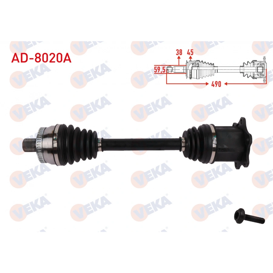 KOMPLE AKS SAG ON ABSLI 45 DIS UZUNLUK 490mm AUDI A4 (8EC) 2.0 TFSI QUATTRO 2004-2008