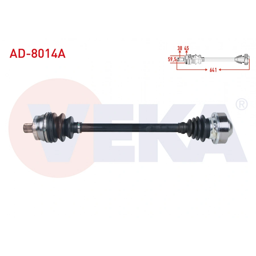 KOMPLE AKS SAG ON ABSLI 45 DIS UZUNLUK 641mm AUDI A4 (8E2,B6) 1.6 2000-2004/ A4 (8EC,B7) 1.6 2004-2008