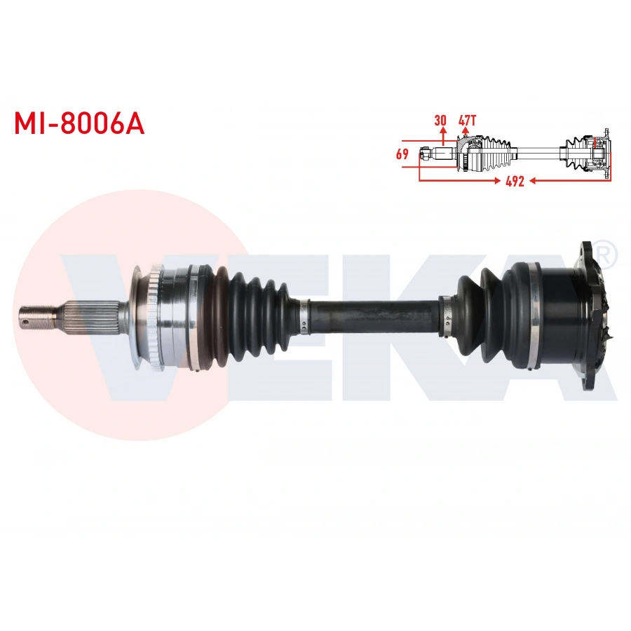 KOMPLE AKS SAG ON ABSLI 47 DIS UZUNLUK 492mm MITSUBISHI L200(KA_T, KB_T) 2.5 DI-D 4X4 07-15/L200(KJ_,KK_,KL_)2.4 DI-D 4X4 15-/L200(KJ_, KK_, KL_)2.2 DI-D 4X4 19-/FIAT FULLBACK(502_, 503_)2.4 D 4x4 16-