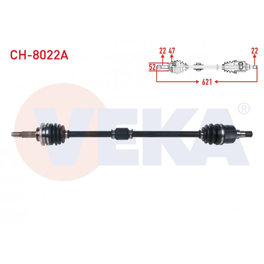 KOMPLE AKS SAG ON ABSLI 47 DIS UZUNLUK 868mm CHEVROLET SPARK (M300) 1.0 M-T 2010-2014