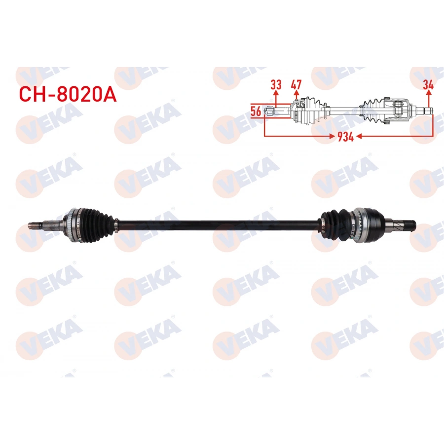 KOMPLE AKS SAG ON ABSLI 47 DIS UZUNLUK 934mm CHEVROLET LACETTI (J200) 1.4i 16v - 1.6i 16v M-T 2006-2012