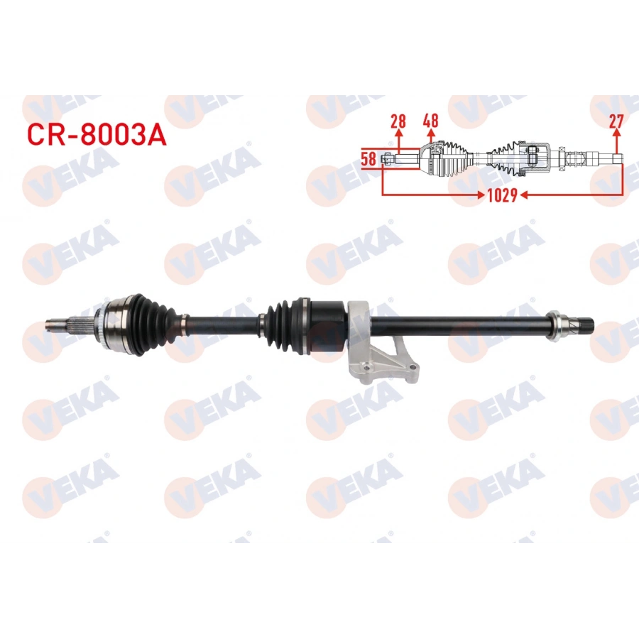 KOMPLE AKS SAG ON ABSLI 48 DIS UZUNLUK 1029mm CHERY TIGGO 8 PRO 1.6 T-GDI