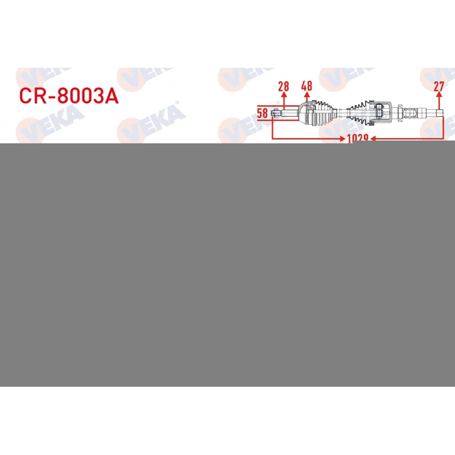 KOMPLE AKS SAG ON ABSLI 48 DIS UZUNLUK 1029mm CHERY TIGGO 8 PRO 1.6 T-GDI