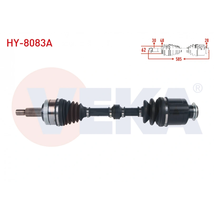 KOMPLE AKS SAG ON ABSLI 48 DIS UZUNLUK 585mm HYUNDAI IX35 2.0 CRDI A-T 2010- / KIA SPORTAGE 2.0 CRDI A-T 2010-