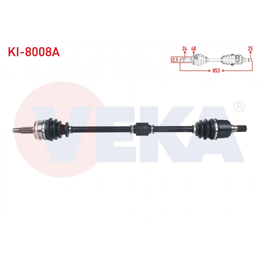 KOMPLE AKS SAG ON ABSLI 48 DIS UZUNLUK 853mm KIA PICANTO (BA) 1.1i M-T 2004-2011