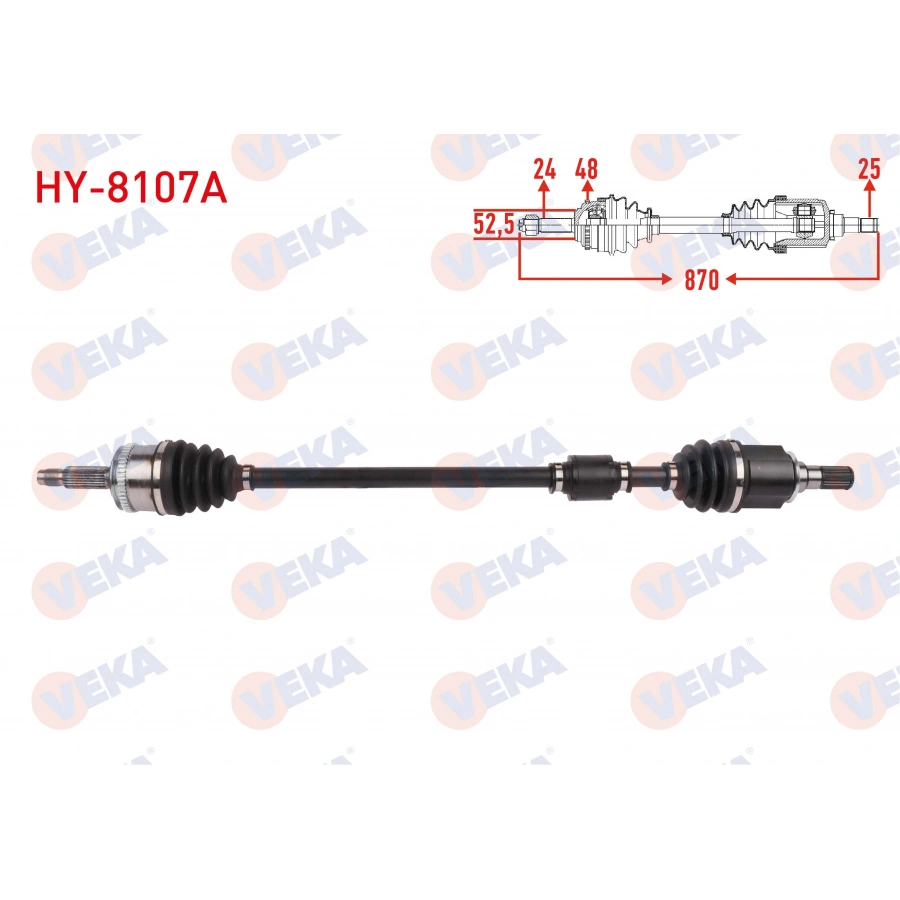 KOMPLE AKS SAG ON ABSLI 48 DIS UZUNLUK 870mm HYUNDAI I10 (PA) 1.2i A-T 2008-2013