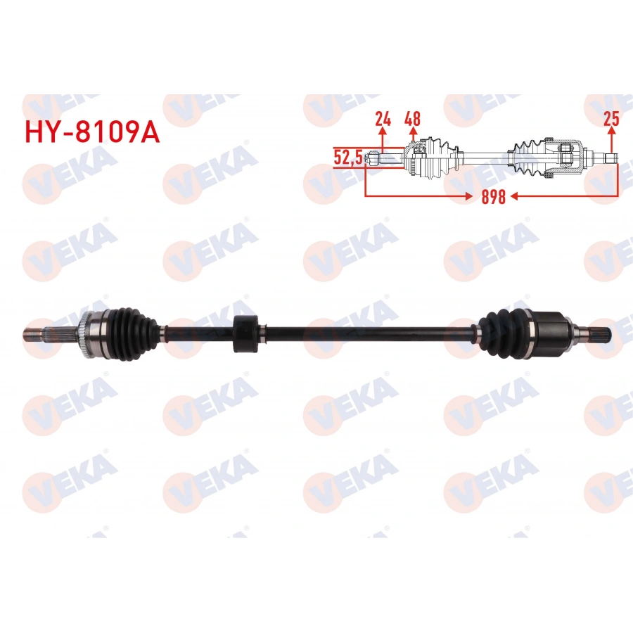 KOMPLE AKS SAG ON ABSLI 48 DIS UZUNLUK 898mm HYUNDAI I10 (IA) 1.2 A-T 2013-