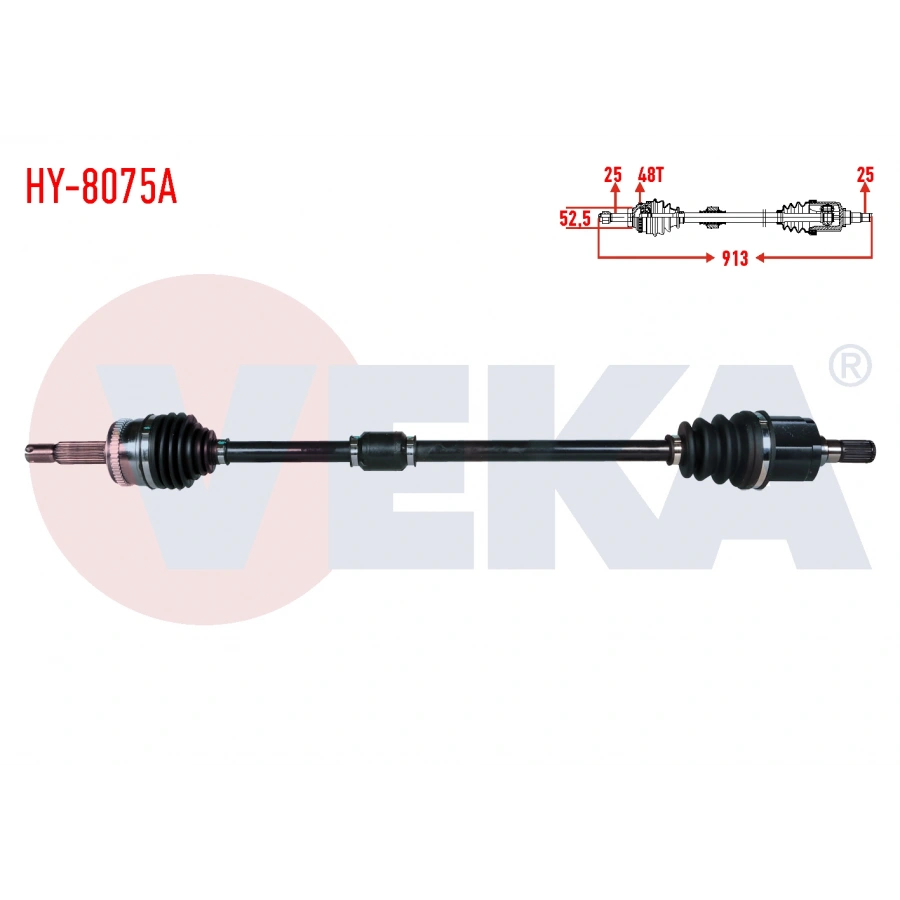 KOMPLE AKS SAG ON ABSLI 48 DIS UZUNLUK 913mm HYUNDAI GETZ (TB) 1.3i - 1.4i - 1.6i 2002-2008