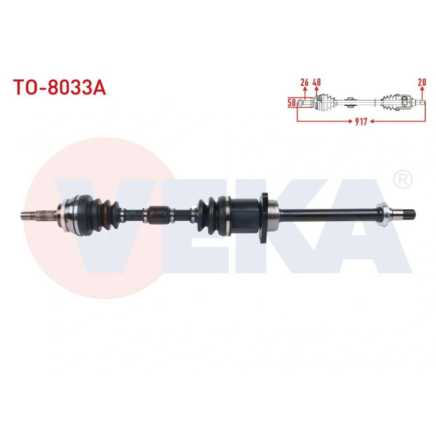 KOMPLE AKS SAG ON ABSLI 48 DIS UZUNLUK 917mm TOYOTA COROLLA (_E12_) 1.4 D-4D M-T 2002-2007