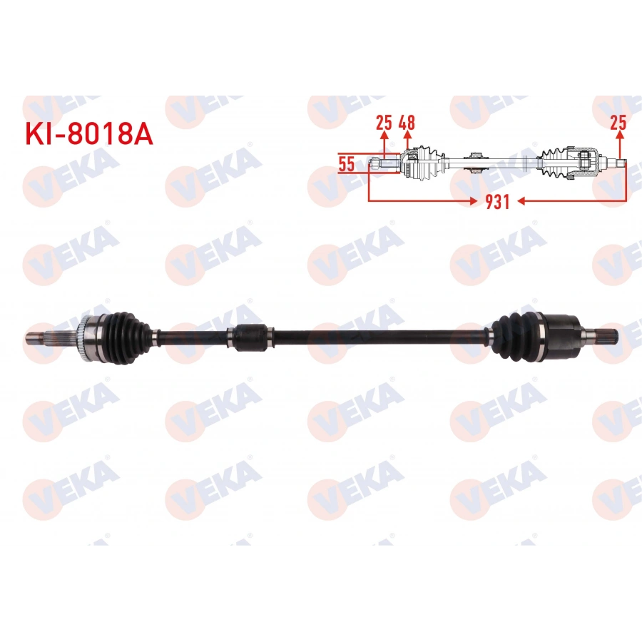 KOMPLE AKS SAG ON ABSLI 48 DIS UZUNLUK 931mm KIA RIO III (UB) 1.2 CVVT 2014-2017