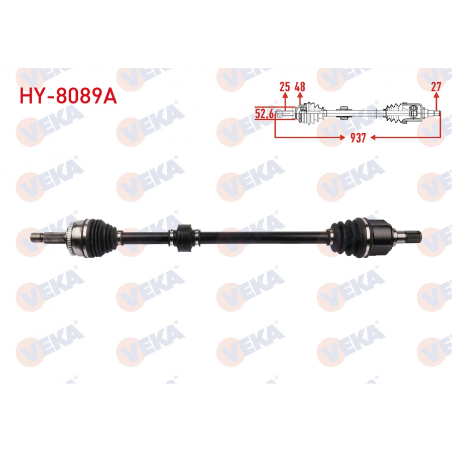 KOMPLE AKS SAG ON ABSLI 48 DIS UZUNLUK 937mm HYUNDAI I20 1.4 CRDI A-T/M-T 2015-