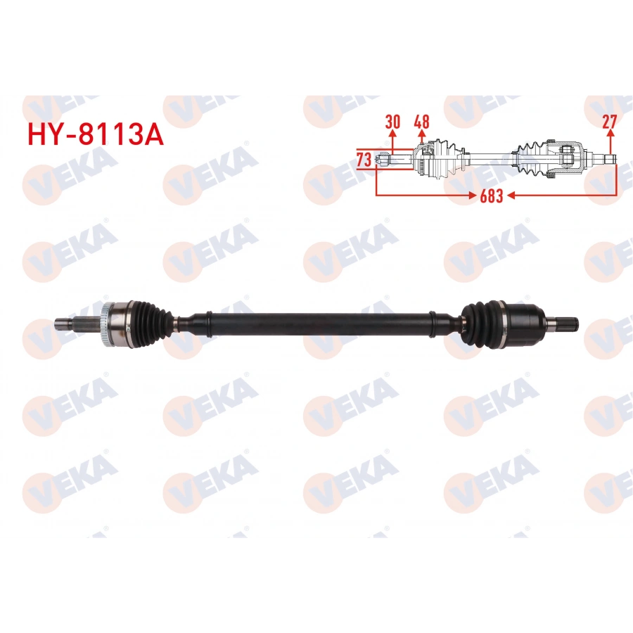 KOMPLE AKS SAG ON ABSLI 48 DIS UZUNLUK 967mm HYUNDAI TUCSON 1.6 GDI A-T 2015-2020
