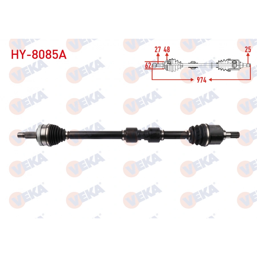 KOMPLE AKS SAG ON ABSLI 48 DIS UZUNLUK 974mm HYUNDAI IX35 1.6 GDI M-T 4X2 2010- / KIA SPORTAGE 1.6 GDI M-T 4X2 2010-
