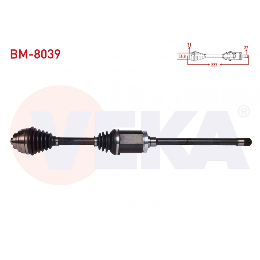 KOMPLE AKS SAG ON BMW X1 (E84) 2.0 D XDRIVE A-T/M-T UZUNLUK 822 mm 2011-
