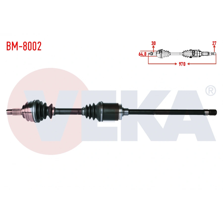 KOMPLE AKS SAG ON BMW X5 (E53) 3.0 D UZUNLUK 970mm 2000-2007