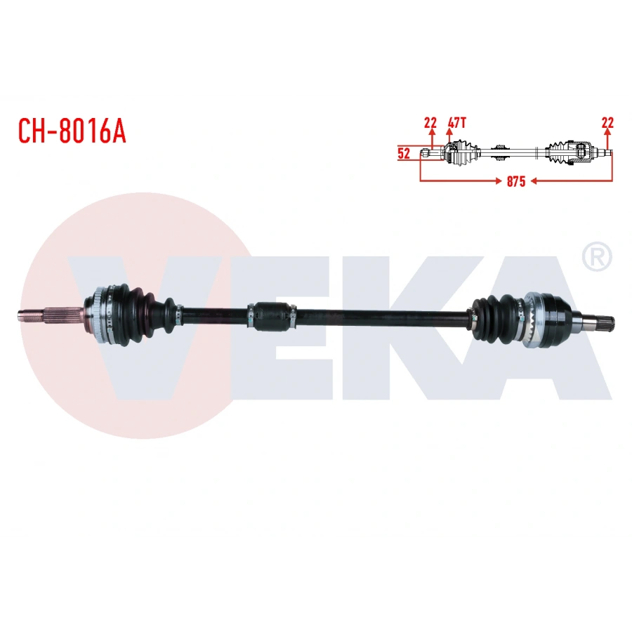 KOMPLE AKS SAG ON CHEVROLET AVEO (T250) 1.2 16v DOCH ABSLI 47 DIS M-T UZUNLUK 875mm 2006-2011