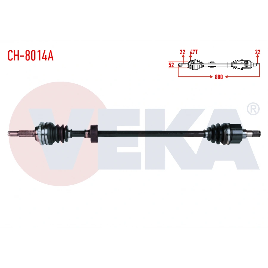 KOMPLE AKS SAG ON CHEVROLET AVEO (T250) 1.2 8v SOCH ABSLI 47 DIS M-T UZUNLUK 880mm 2006-2011