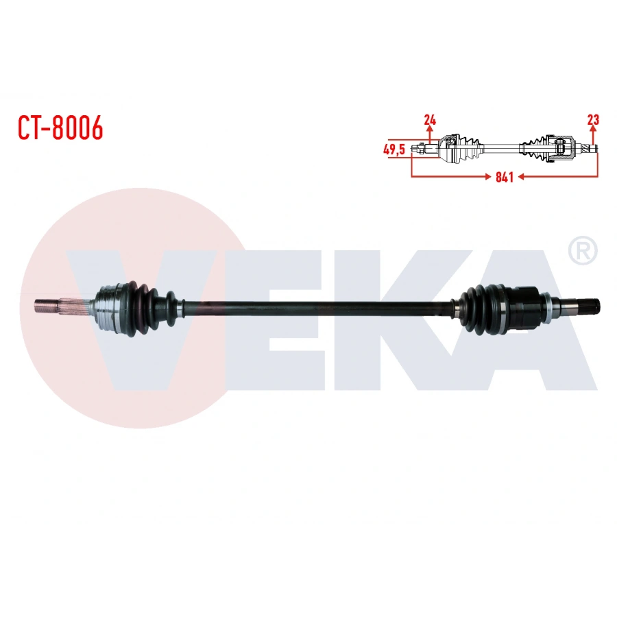 KOMPLE AKS SAG ON CITROEN C1 (PM_, PN_) 1.0 UZUNLUK 841mm 2005-2015