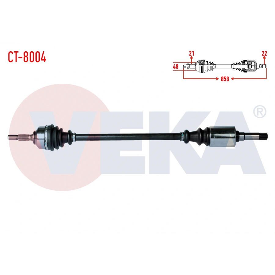 KOMPLE AKS SAG ON CITROEN C3 (FC) 1.4 HDI 70HP YAYLI TIP MA SANZIMAN UZUNLUK 858mm 2002-2009