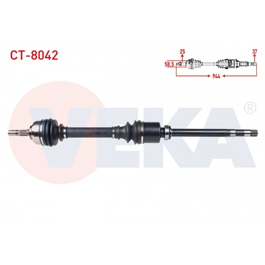 KOMPLE AKS SAG ON CITROEN C5 I (DC) 2.0 HDI M-T UZUNLUK 944mm 2001-2004
