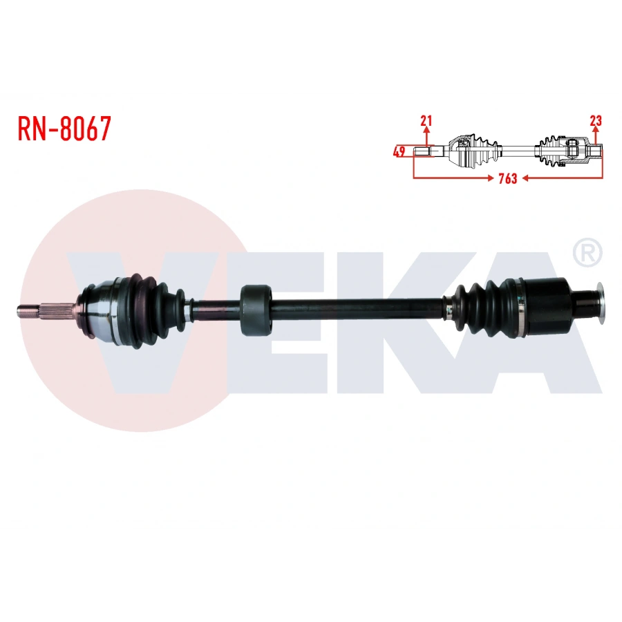 KOMPLE AKS SAG ON DACIA LOGAN (LS) 1.4 UZUNLUK 763mm 2004-2012