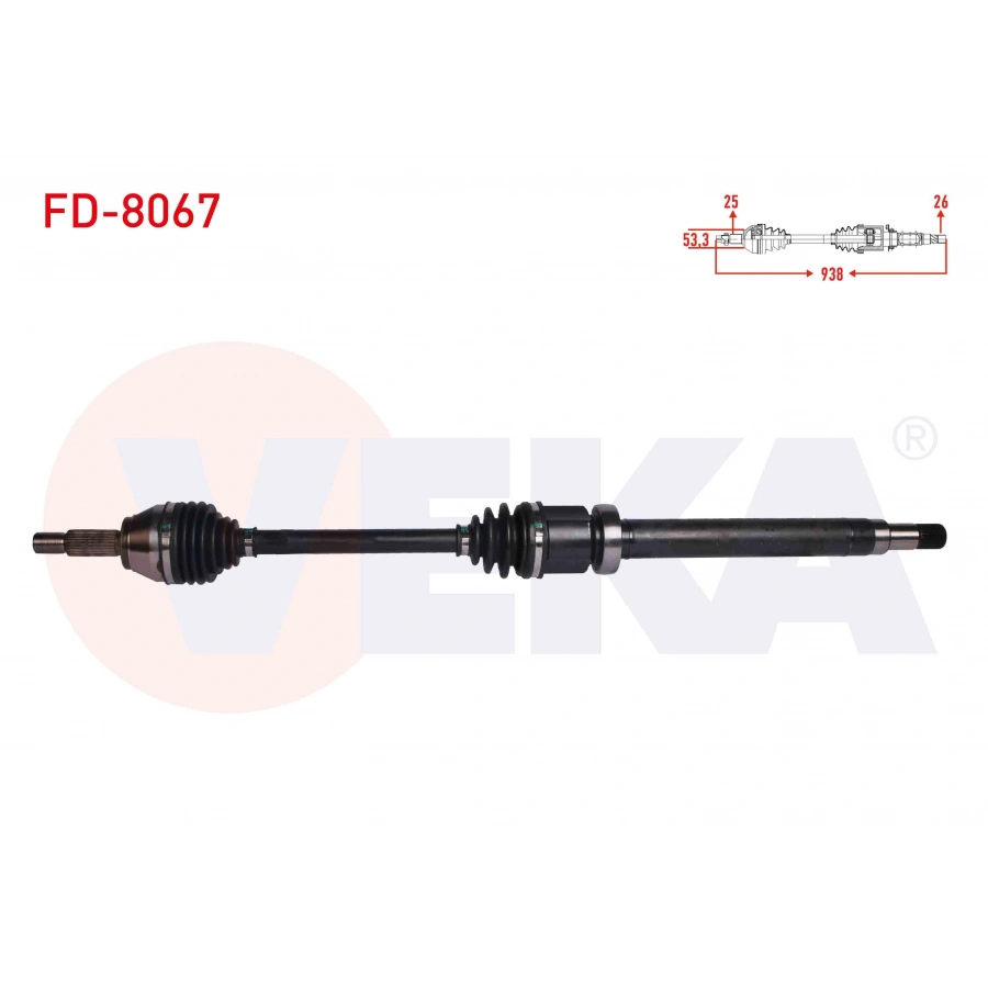 KOMPLE AKS SAG ON FORD FIESTA VI 1.4i A-T UZUNLUK 938 mm 2008-2012