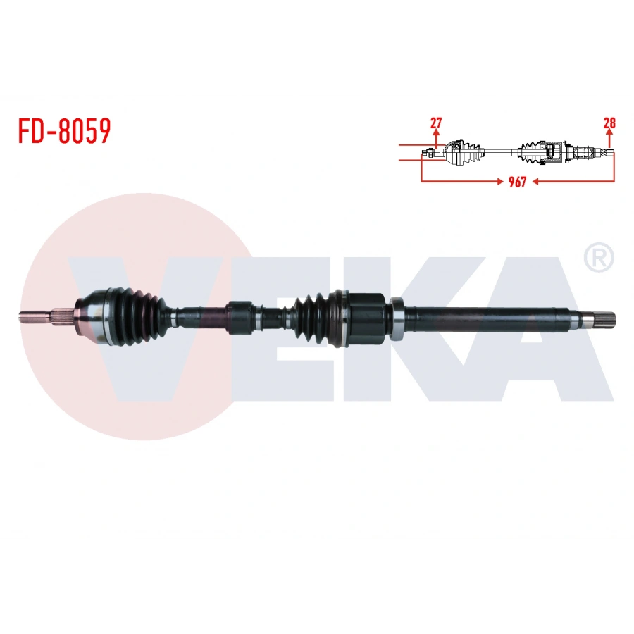 KOMPLE AKS SAG ON FORD FOCUS 1.6 TDCI A-T UZUNLUK 967mm 2015-